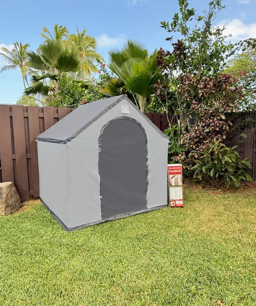 Elegant XL StorageHouse designed for quick assembly on various surfaces with integrated vents for optimal airflow